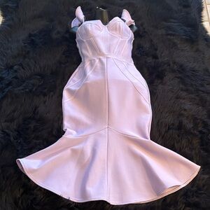 Lilac Tie-Shoulder Mermaid Midi Dress